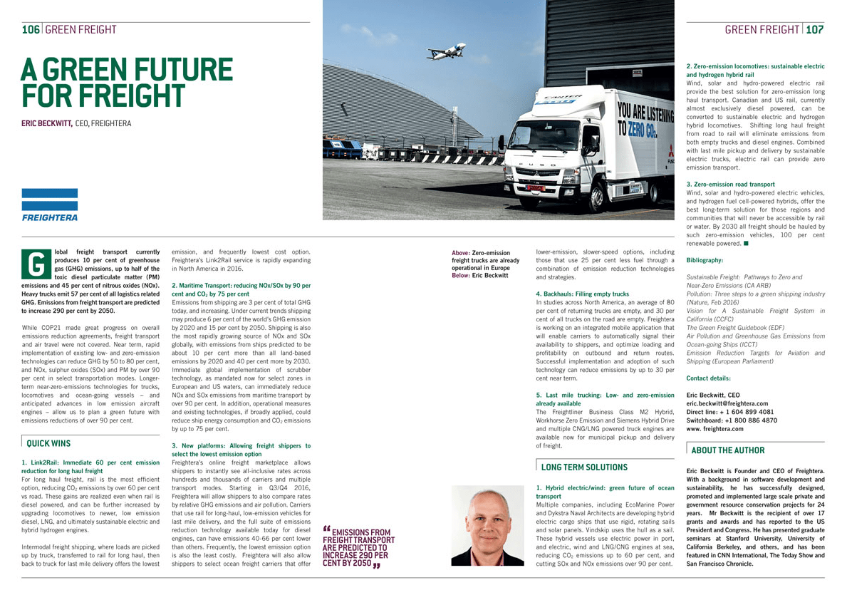 Freightera CEO Eric Beckwitt's article in CCTNE