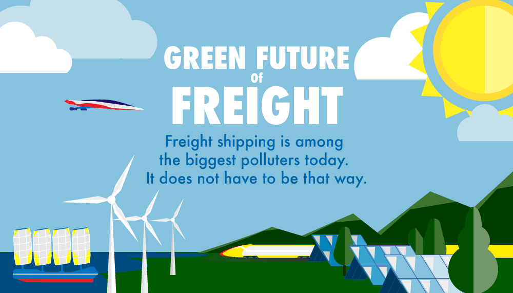 An illustration depicting the green future of freight