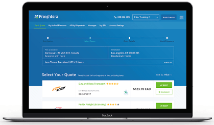 Freightera's new freight quote page