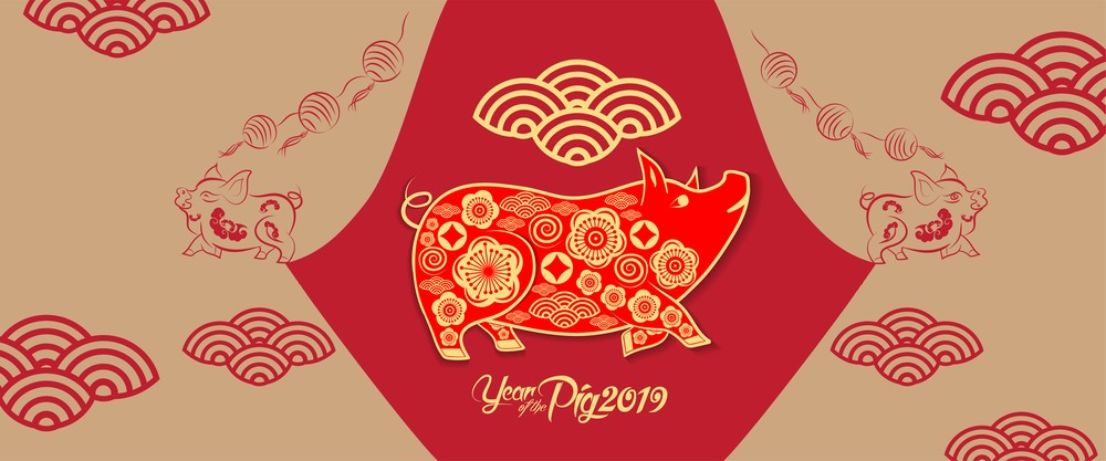 Happy new year 2019. Chinese lunar new year greetings, Year of the pig image - Freightera