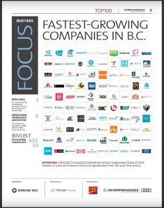 Logos of the Top Fastest Growing Companies in B.C. in 2019 