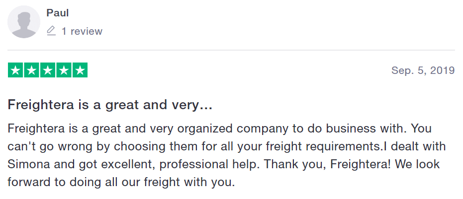 Freightera customer review 