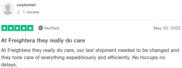 Freightera 5-star service review