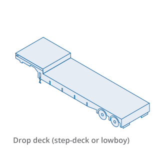 Drop-deck (step-deck or lowboy) trailer freight shipping