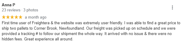 customer review Freightera