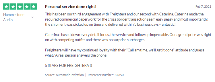 Client Review freightera