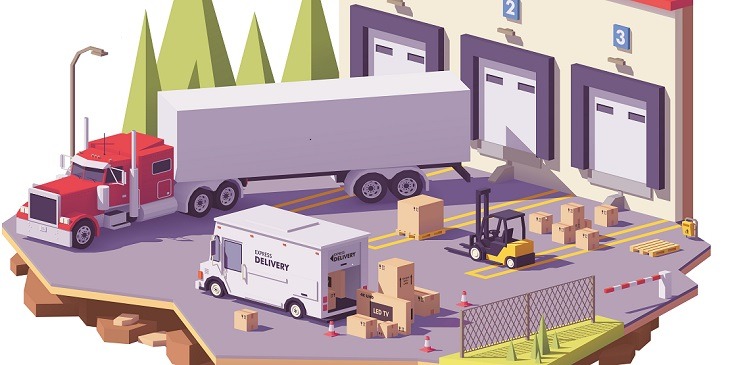 Illustration of freight loading and unloading