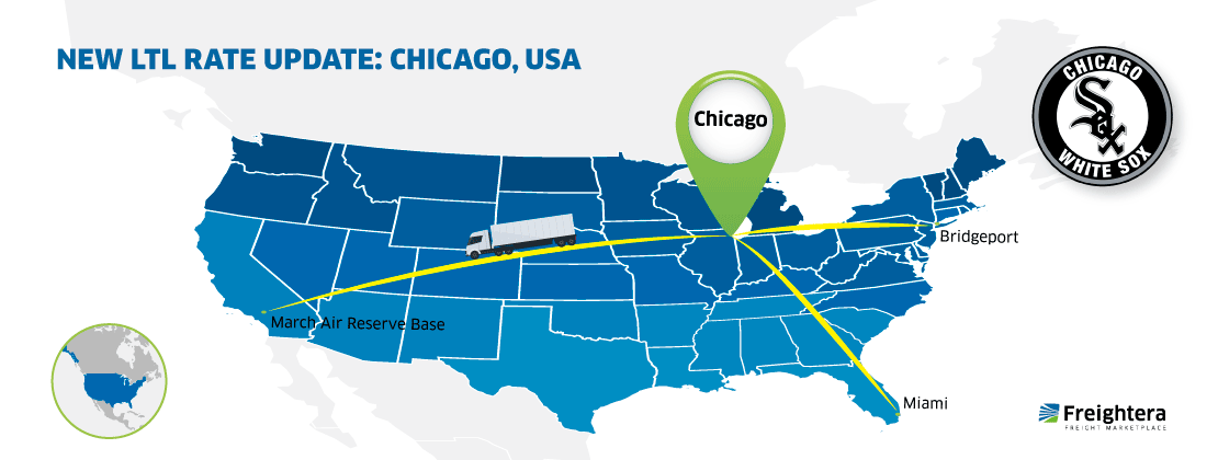 The USA map with major cities - Chicago