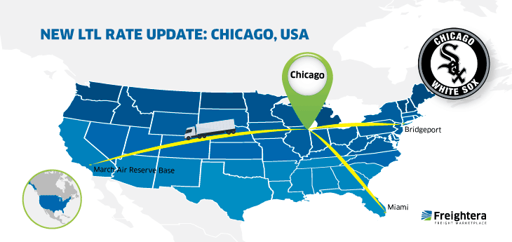 The USA map with major cities - Chicago