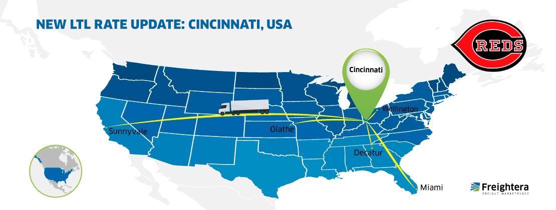 Cincinnati USA map with major cities