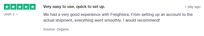 Freightera customer review