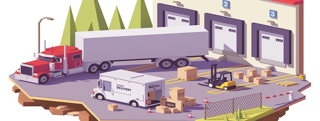 Illustration of freight loading and unloading