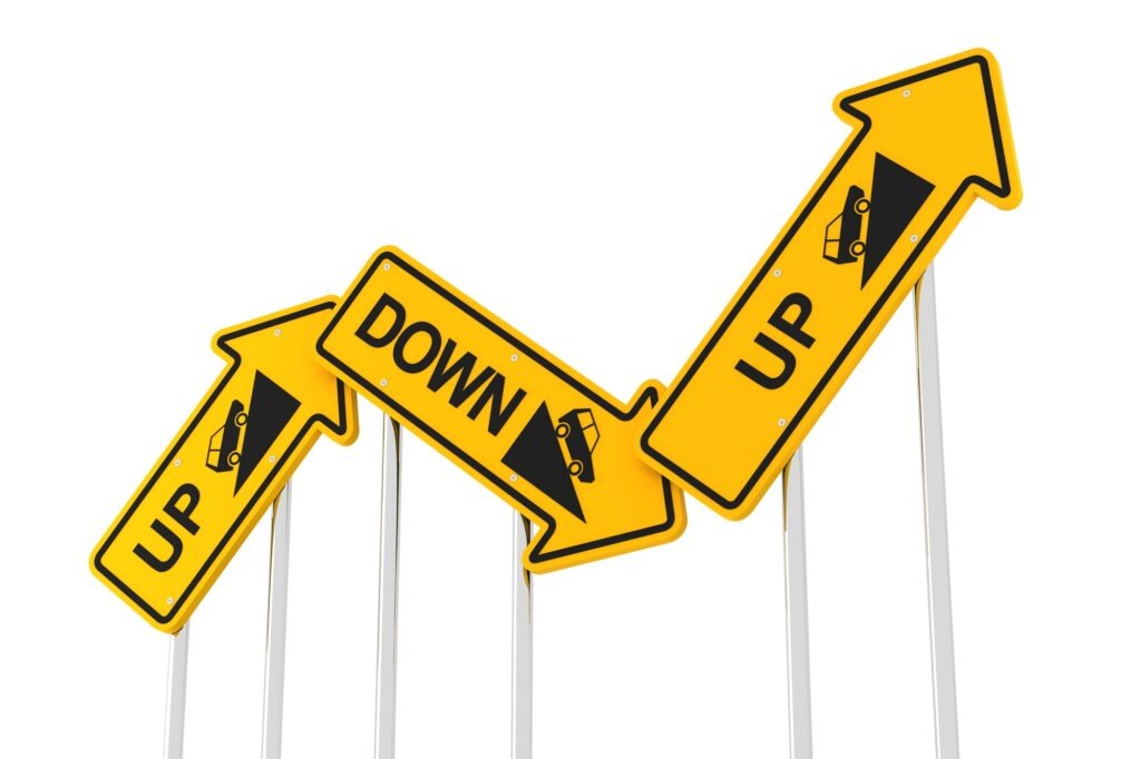 Upward and downward road signs