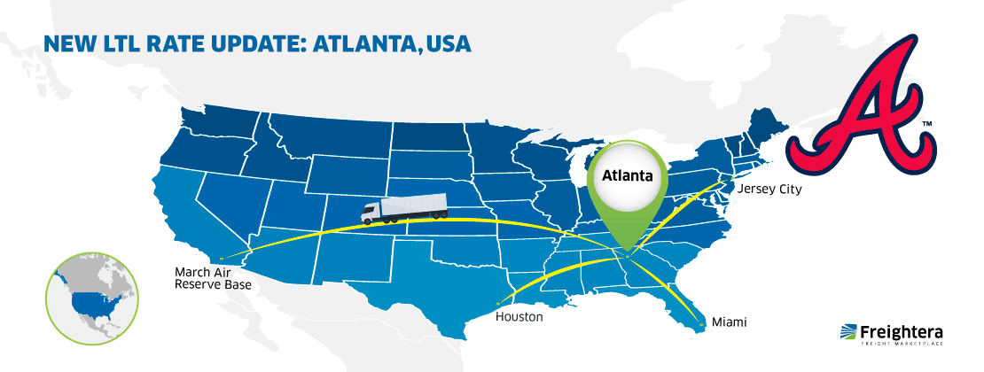 USA map with major cities Atlanta Georgia