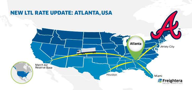 USA map with major cities Atlanta Georgia