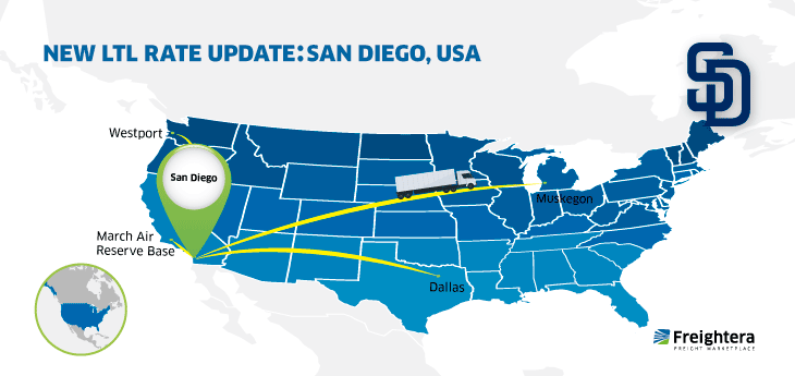 USA map with major cities San Diego