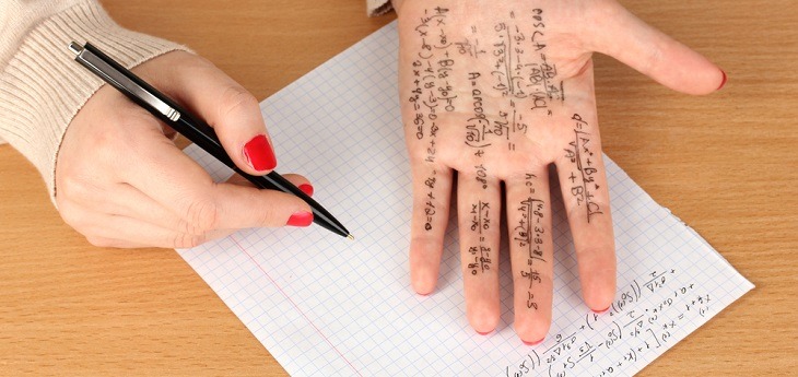 A cheat sheet written on a hand
