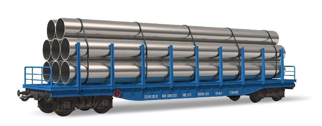 An illustration of overlength pipes loaded on to a freight trailer