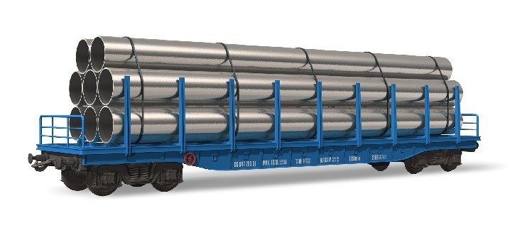 An illustration of overlength pipes loaded on to a freight trailer
