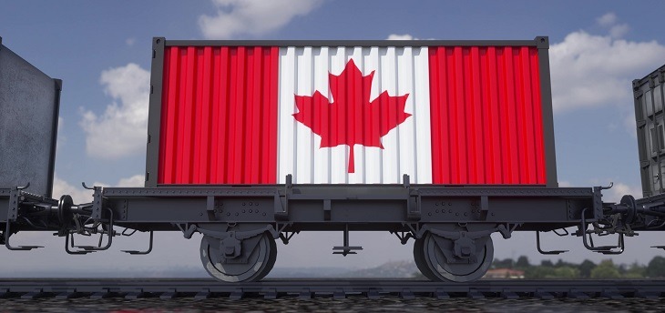 Containers with the flag of Canada