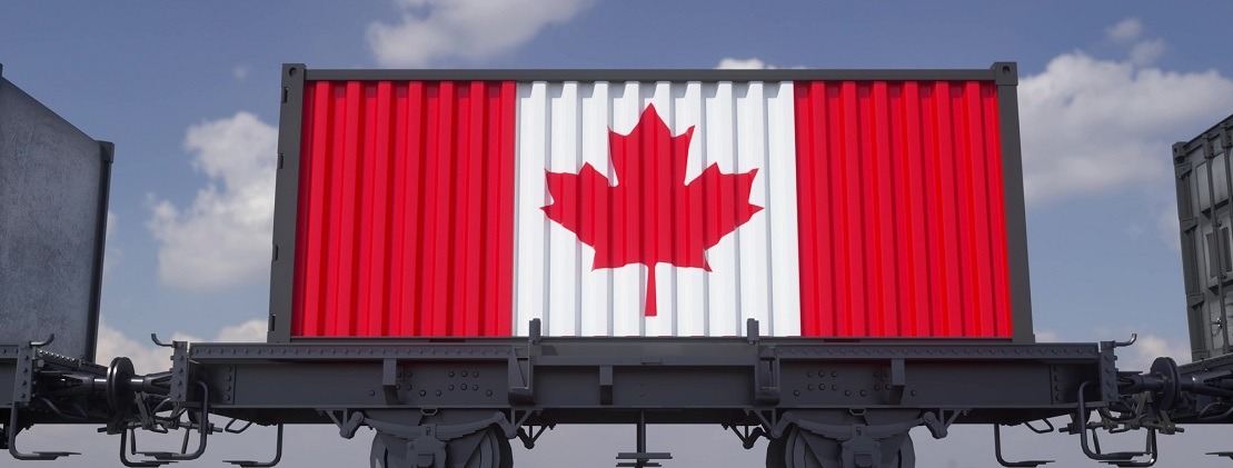 Containers with the flag of Canada