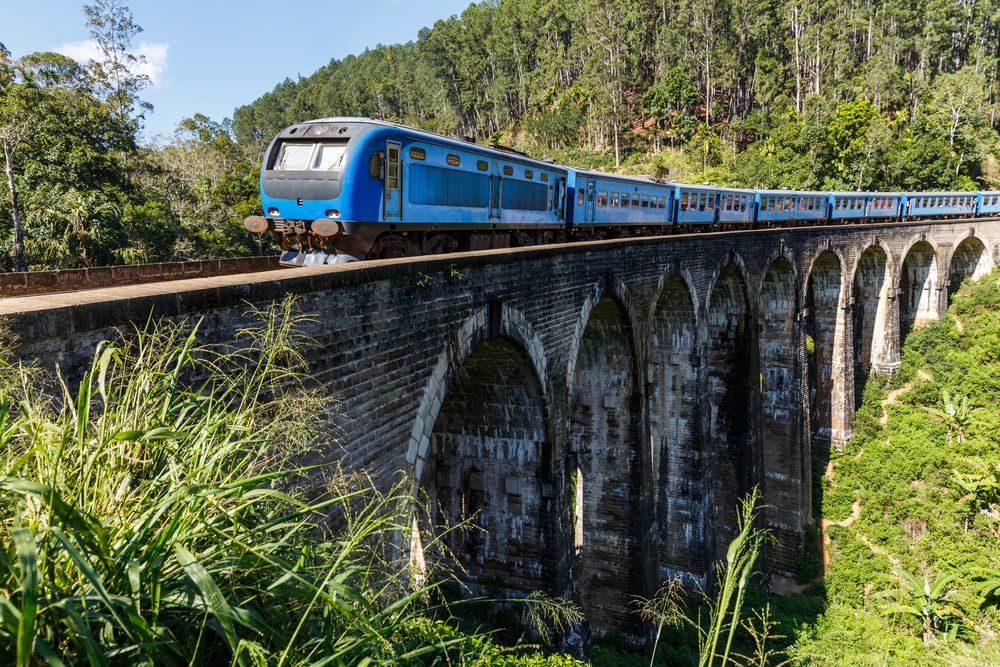 Train on a bridge