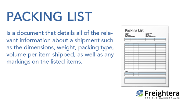 Packing list definition