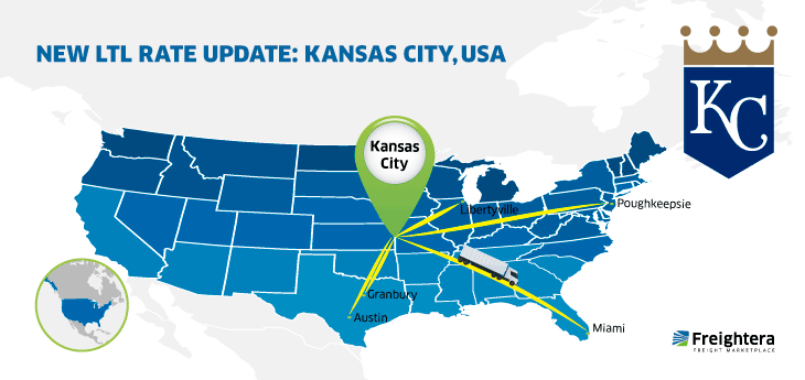 USA map with cities - Kansas City