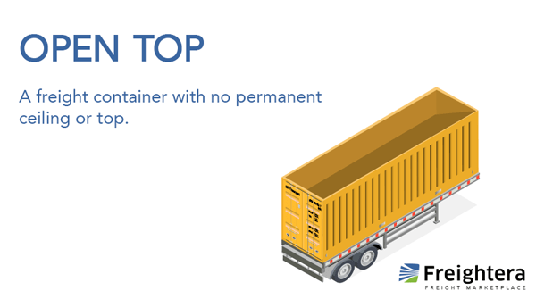 A definition and an illustration of an open top shipping container