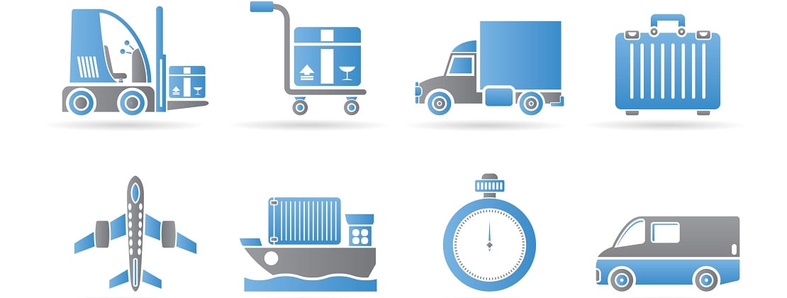 An illustration of various shipping modes and tools