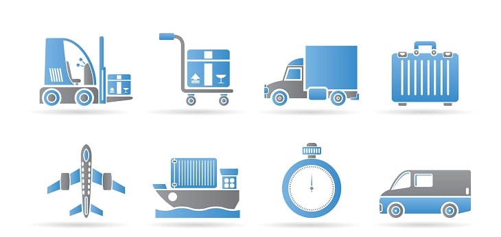 An illustration of various shipping modes and tools