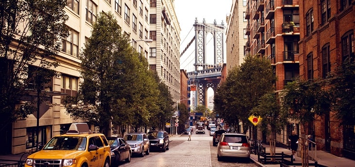 A street view of a walkable street