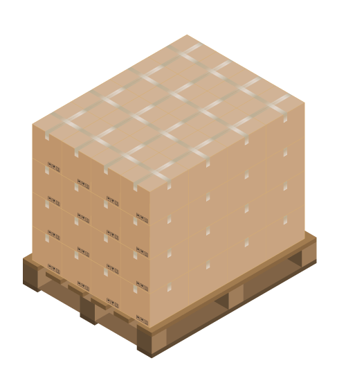 An illustration of properly aligned boxes on a pallet