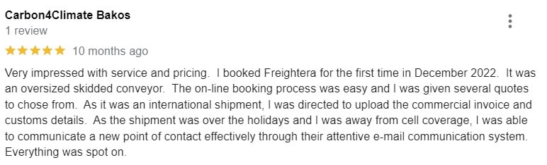 Freightera Google Review by Carbon4Climate