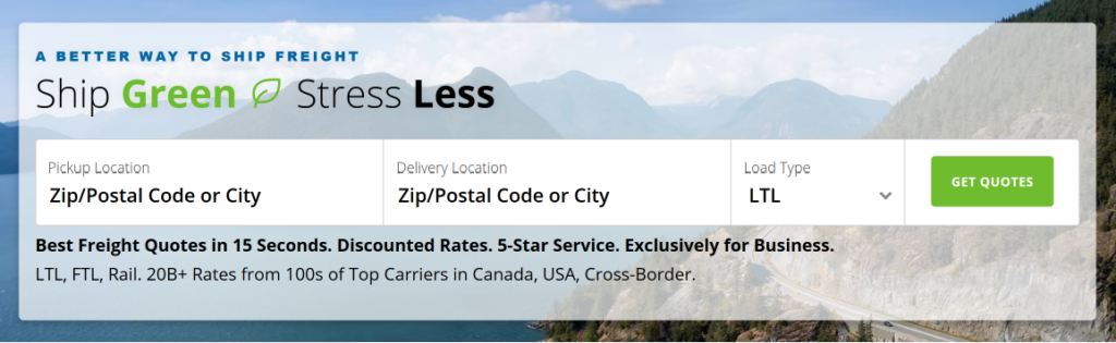 Freightera homepage screenshot