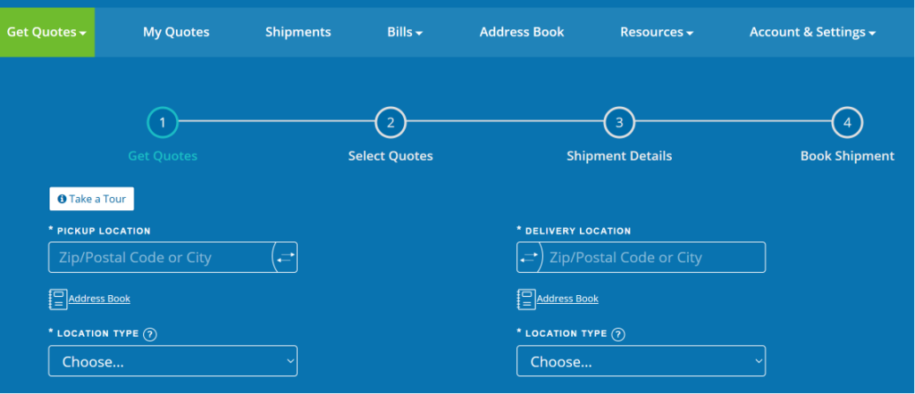 Freightera quoting page screenshot