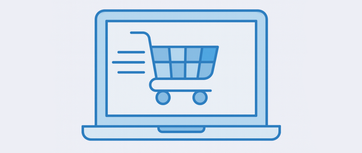 Shopping cart on a laptop screen