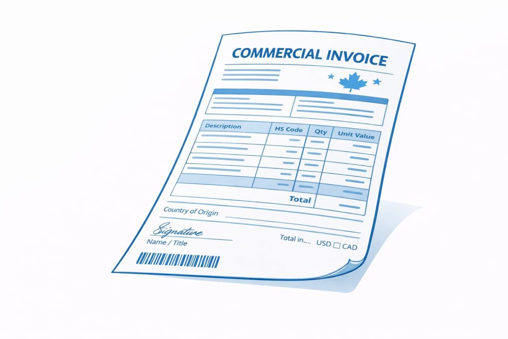 A Freightera illustration of a commercial invoice