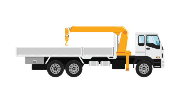 A Freightera illustration of a crane truck, or a hiab truck