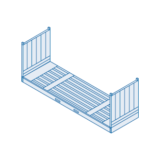 A Freightera illustration of a flat rack for container shipping