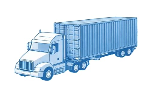 A Freightera illustration of a freight container being shipped on a truck 