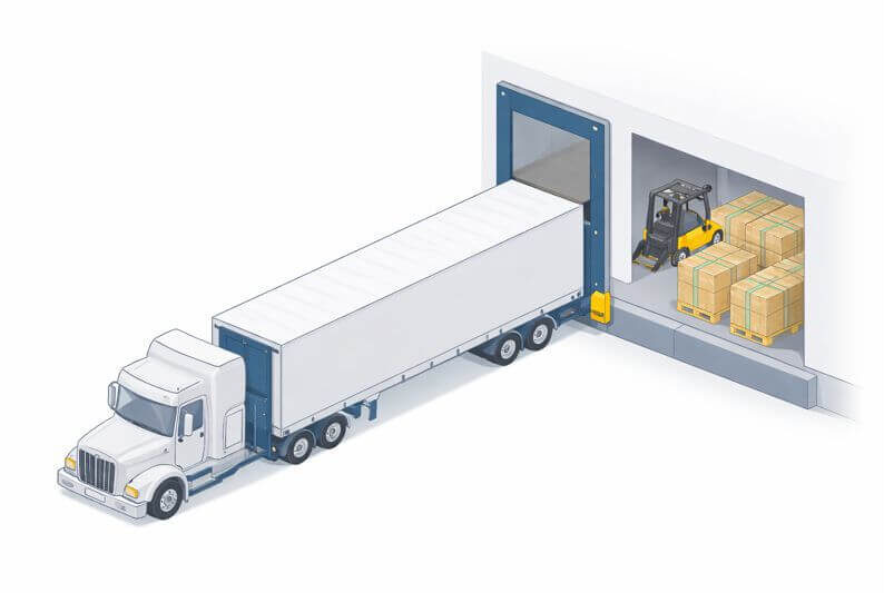 A Freightera illustration of a freight truck docking