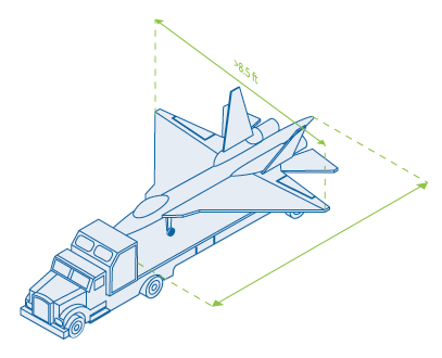 A Freightera illustration of a plane being shipped on a truck as heavy haul