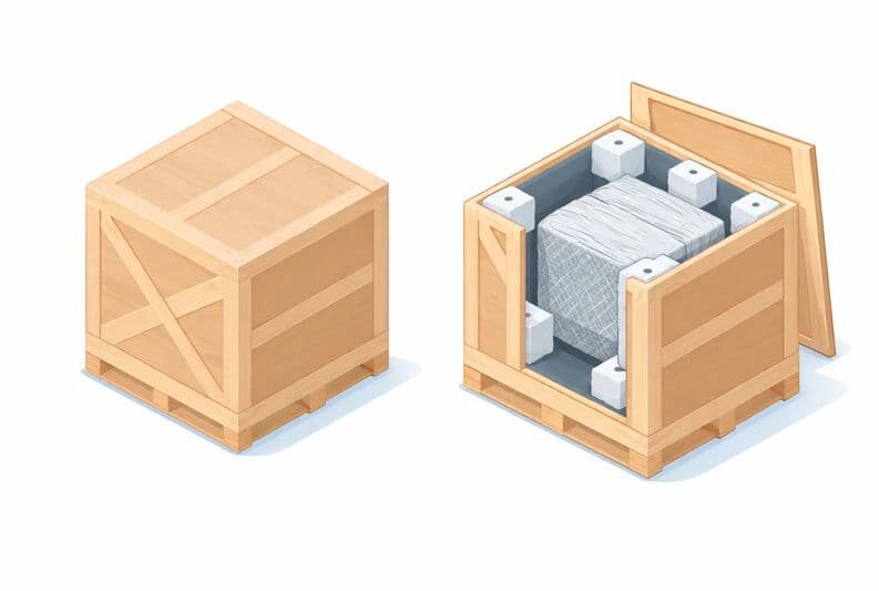 A Freightera illustration of a well-packaged crated freight