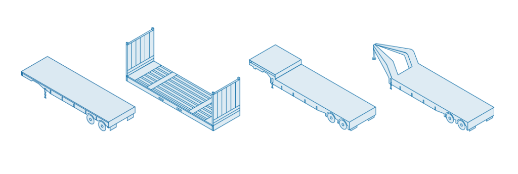 A Freightera illustration of four different types of FTL trailers