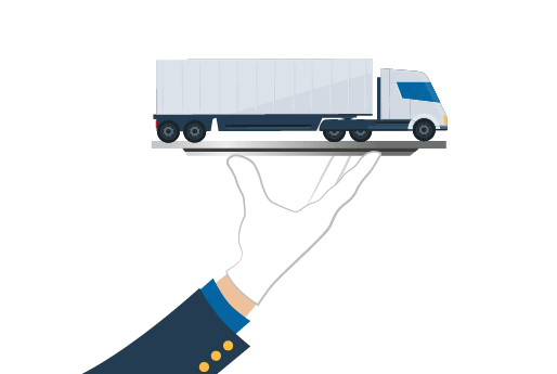 A Freightera illustration of a truck on a plate, representing white glove freight services