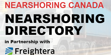 Nearshoring-Canada-Nearshoring-Directory-image-with-Freightera-logo-and-trucks-in-the-background-small