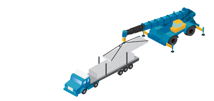 Crane loading cargo into a truck