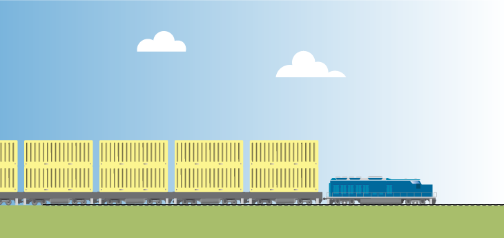 Train with double deck containers