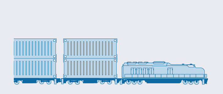 An illustration of a loaded freight train